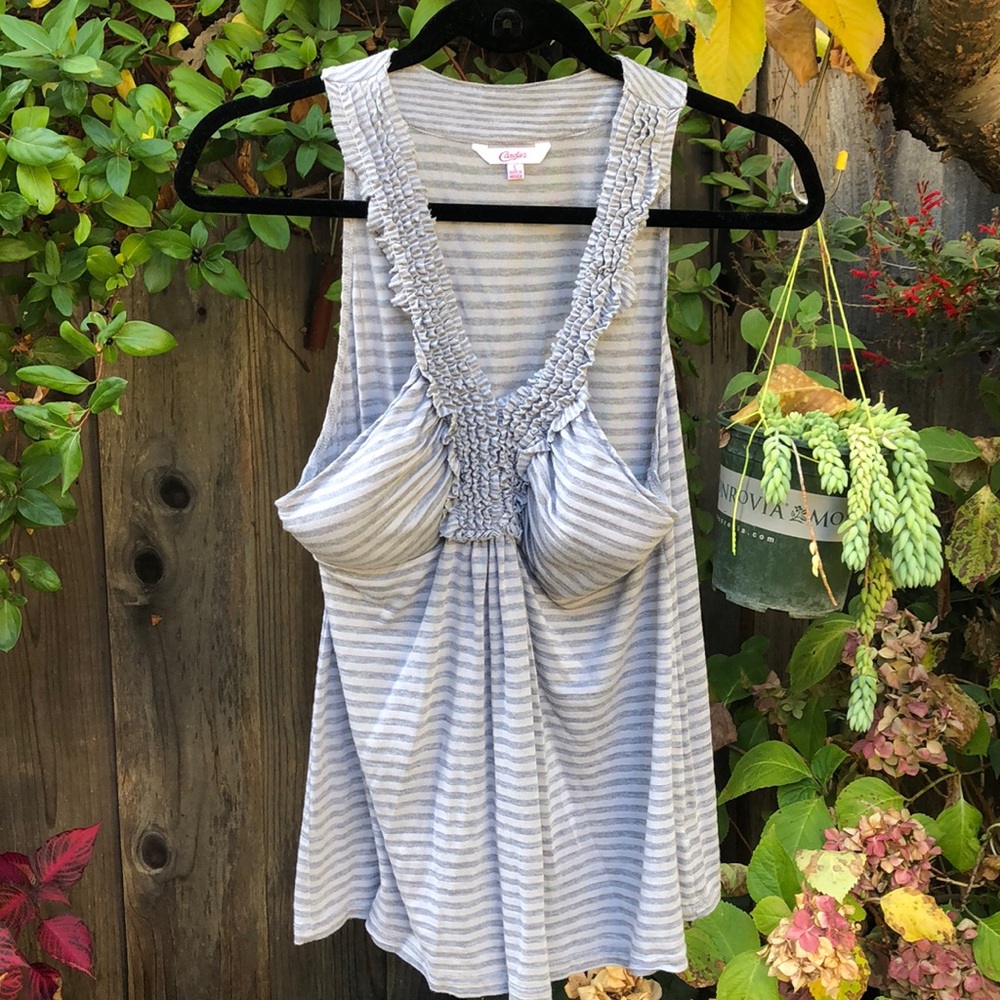 Candies! EUC!  grey striped tank top.